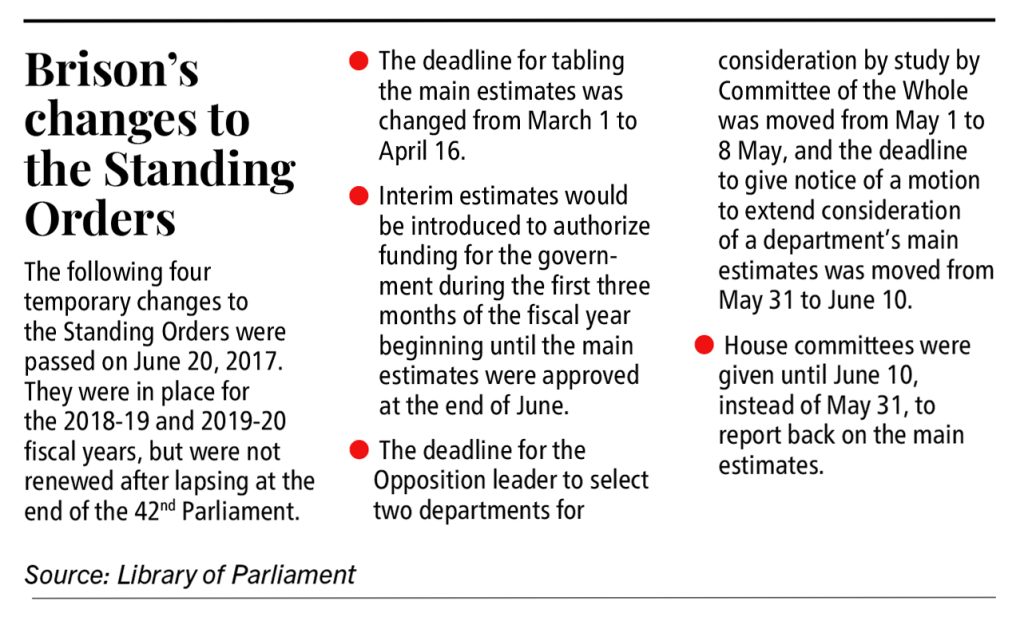 Former Treasury Board president Scott Brison s estimates reforms