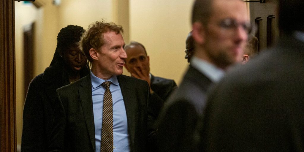 Minister of Immigration, Refugees and Citizenship Marc Miller speaks with reporters before the Liberal cabinet meeting in West Block on April 30, 2024.