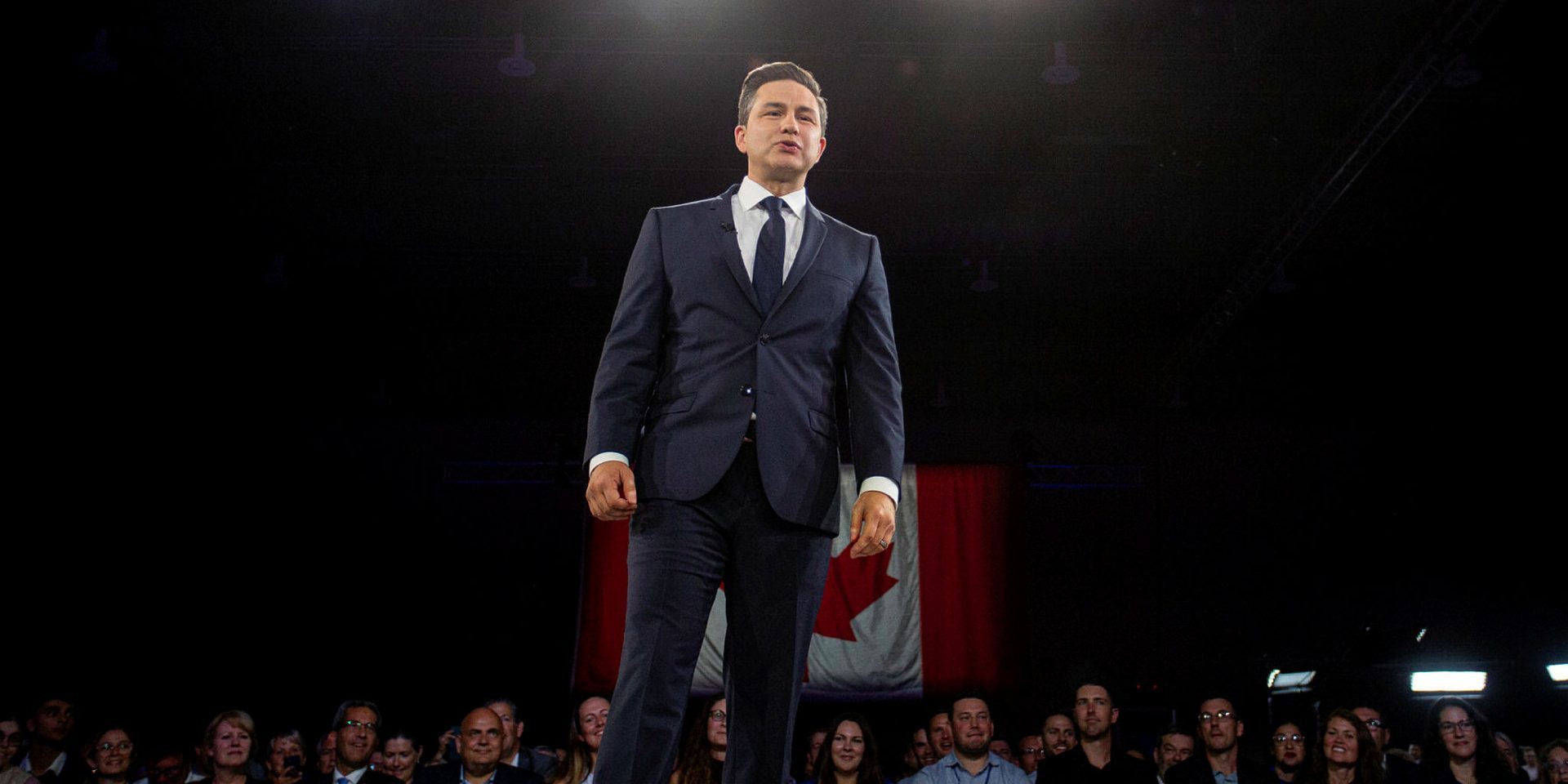 Conservative Party leader Pierre Poilievre delivers a keynote address at the 2023 Conservative Party of Canada policy convention in Quebec City on Sept. 8, 2023.