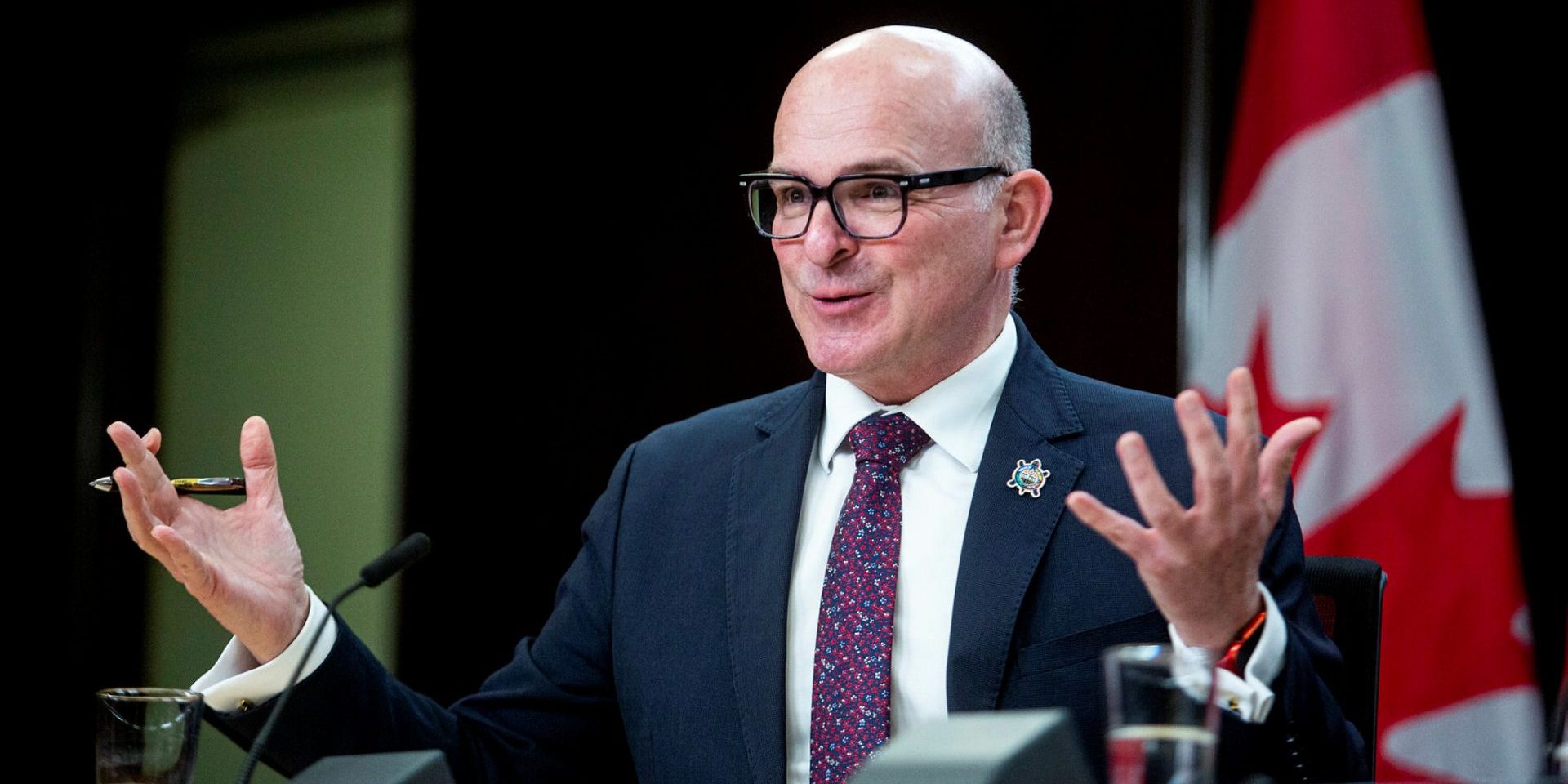 Minister of Employment, Workforce Development and Official Languages Randy Boissonnault speaks during a press conference in the National Press Theatre on May 21, 2024.