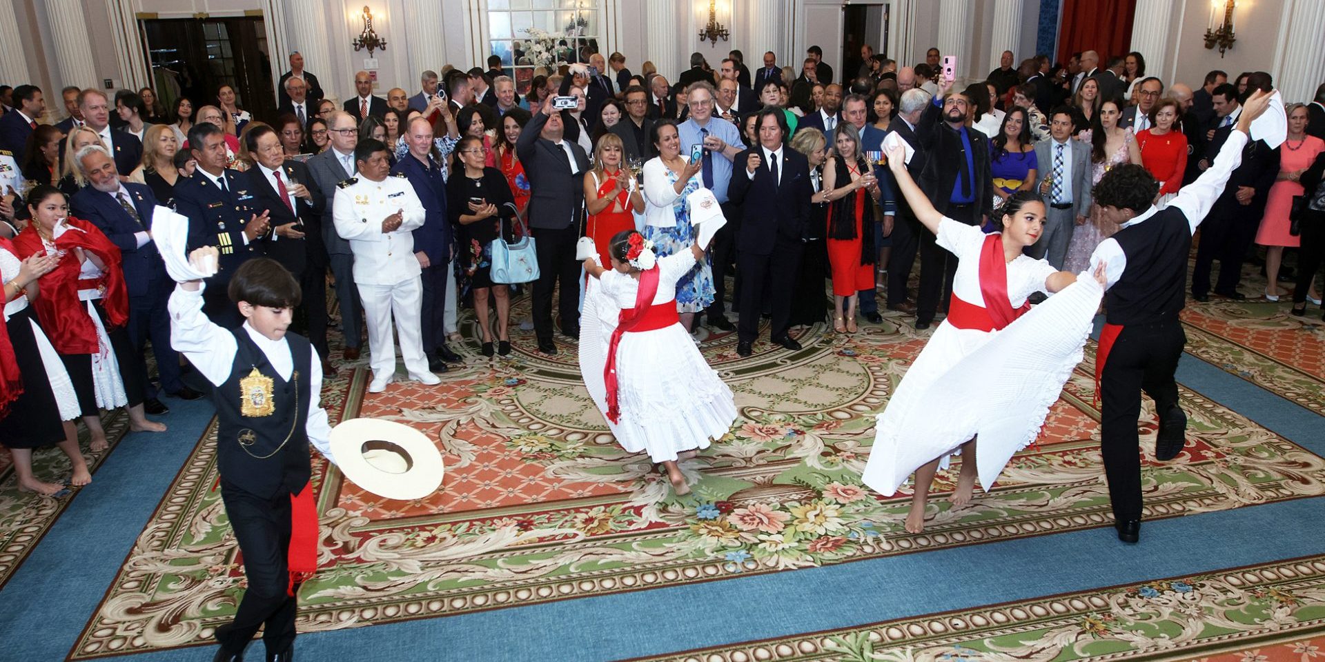 Guests enjoyed a performance by Toronto folk dance group Pasión Peruana. The Hill Times photograph by Sam Garcia