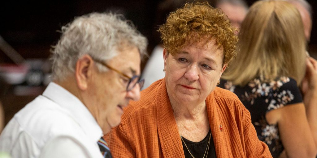 Senators Éric Forest, left, and Yvonne Boyer at a Senate Standing Committee on Internal Economy, Budgets, and Administration meeting on June 20, 2024.