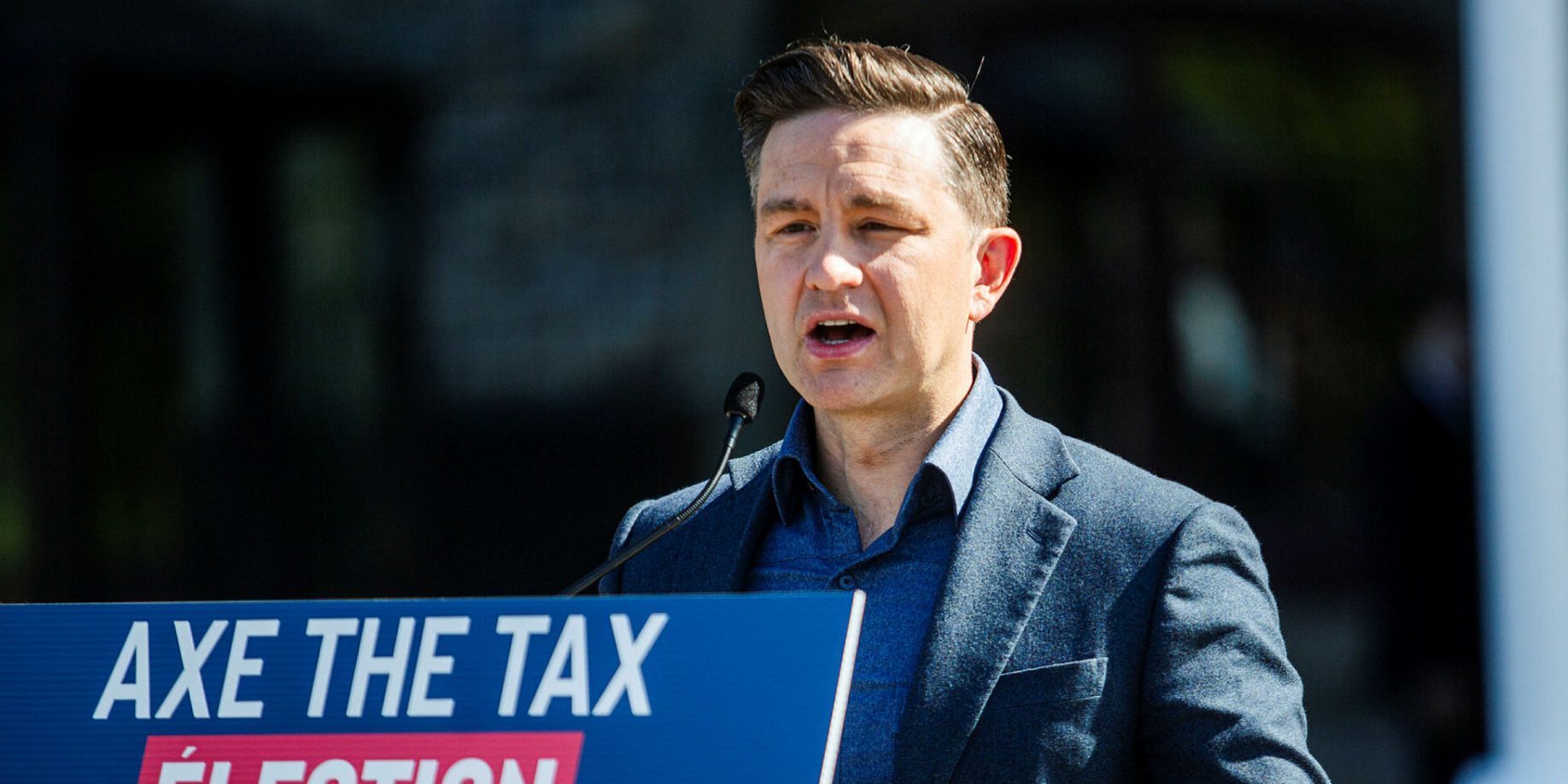 Conservative Party leader Pierre Poilievre holds a press conference in the parking lot of West Block on Aug. 29, 2024.