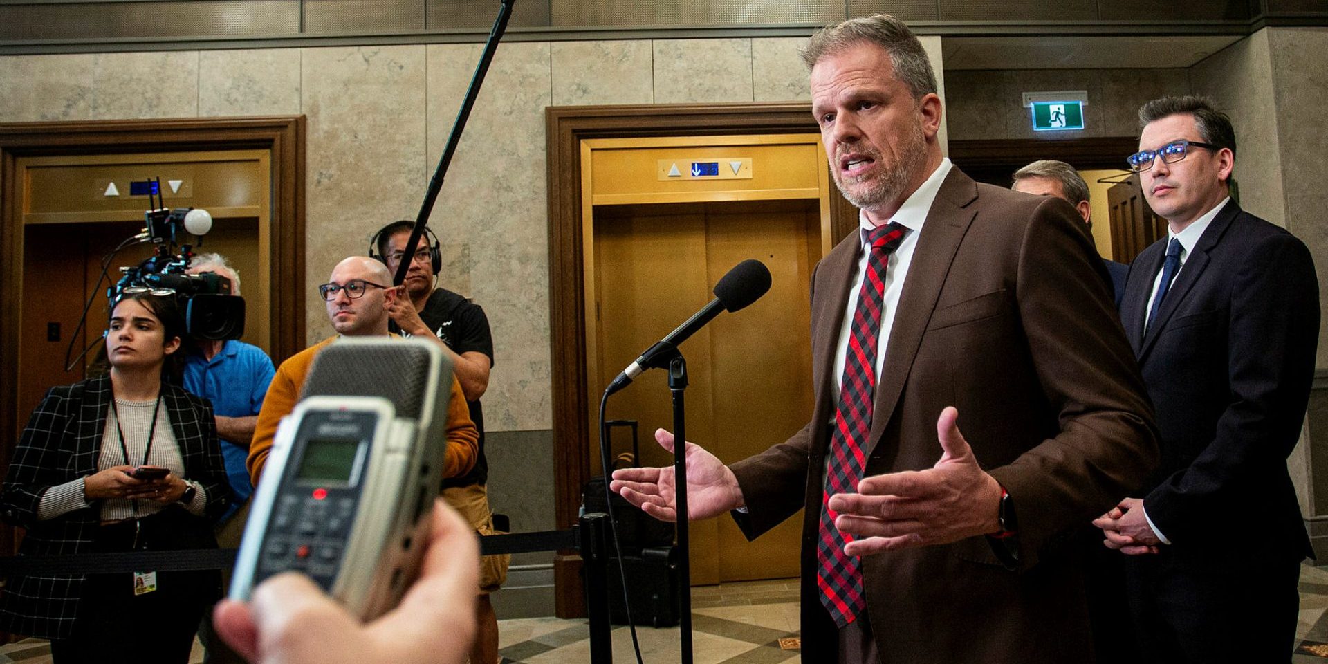 Minister of Health Mark Holland speaks with reporters in the House of Commons foyer before Question Period on June 3, 2024.