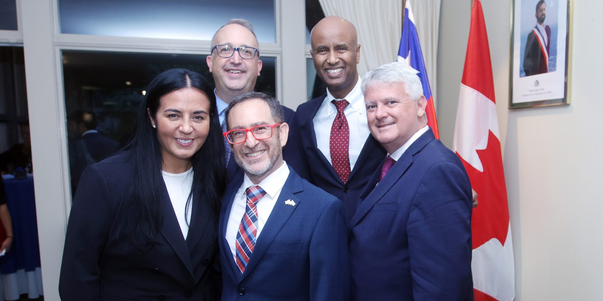 Clockwise from back left: Sébastien Carrière, chief of protocol of Canada; Hussen; Liberal MP Terry Sheehan; García Pérez De Arce; and Martinez Ferrada. The Hill Times photograph by Sam Garcia