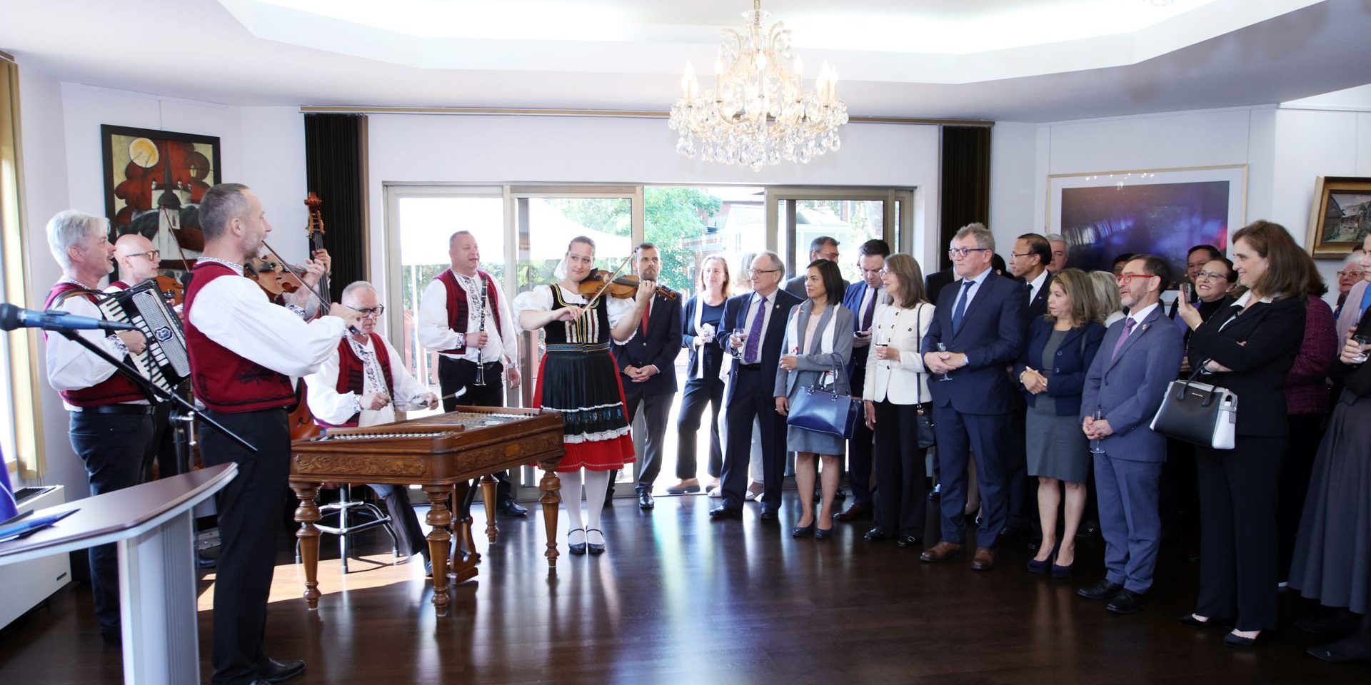 Folk band Zemplin from Michalovce, Slovakia, performs for the guests. The Hill Times photograph Sam Garcia