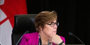 Commissioner Justice Marie-Josée Hogue presides over the Public Inquiry into Foreign Interference at Library and Archives Canada in Ottawa on Jan. 29, 2024.