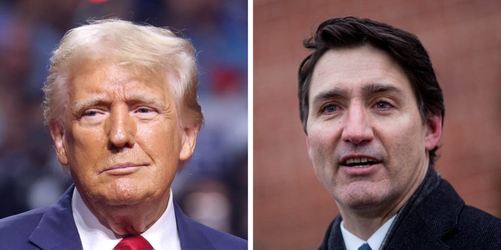 U.S. president-elect Donald Trump, left, and Prime Minister Justin Trudeau.