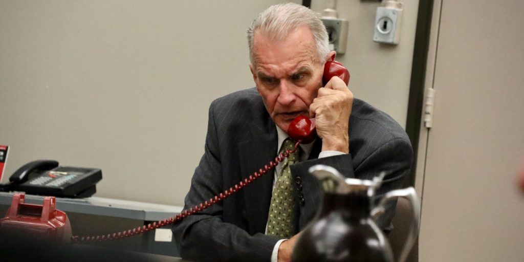 Peter Haworth as Prime Minister John Diefenbaker in Dief the Chief