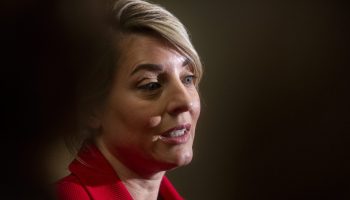 Minister of Foreign Affairs Mélanie Joly speaks with reporters before the Liberal cabinet meeting in West Block on  Nov. 5, 2024. Hill Times photograph by Andrew Meade