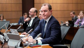 Parliamentary clerks Jeffrey LeBlanc, Eric Janse, Michel Bédard appear before the Standing Committee on Procedure and House Affairs meeting on Dec. 11, 2023.