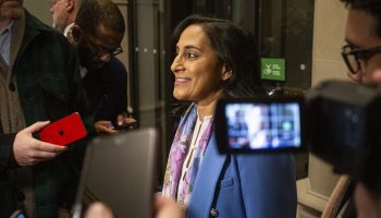 President of the Treasury Board Anita Anand peaks with reporters before the Liberal cabinet meeting in West Block on  Oct. 29, 2024. The Hill Times photograph by Andrew Meade