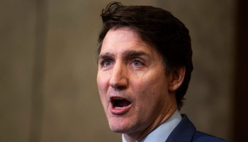 Prime Minister Justin Trudeau holds a press conference in West Block on March 4, 2025, in reaction to the levying of 25 per cent tariffs by the American government on Canadian exports. The Hill Times photograph by Andrew Meade