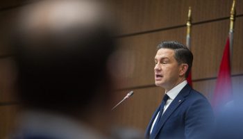Conservative Party Leader Pierre Poilievre addresses his caucus before their meeting in West Block on Sept. 14,  2025. The Hill Times photograph by Andrew Meade