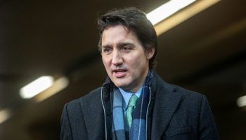 Prime Minister Justin Trudeau answers questions at 90 Elgin St. in Ottawa on Feb. 7, 2023, before he meets with the Premiers to discuss a healthcare deal. Andrew Meade