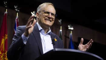 Former NDP MP Peter Julian holds a press conference in West Block on Sept. 25, 2025, to speak about a NDP Renwal, agrassroots organization doing outreach to revitalize the party. The Hill Times photograph by Andrew Meade