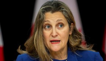 Deputy Prime Minister Chrystia Freeland holds a press conference in the National Press theatre on  Dec. 10, 2024. The Hill Times photograph by Andrew Meade