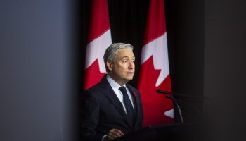 Minister of Finance and National Revenue François-Philippe Champagne holds a press conference inside the 2025 budget lockup in Ottawa on  Nov. 4, 2025, before the budget is tabled in the House of Commons. The Hill Times photograph by Andrew Meade