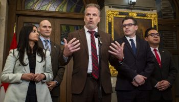 Mark Holland speaks with reporters in the House of Commons foyer before Question Period on  June 3, 2024. Andrew Meade