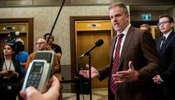 Minister of Health Mark Holland speaks with reporters in the House of Commons foyer before Question Period on June 3, 2024.