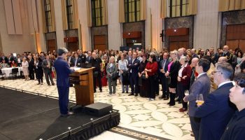 Young-gi Ahn, chargé d’affaires at the Korean Embassy, addresses the crowd gathered for the Korea National Day and Armed Forces Day reception at the Sir John A. Macdonald Building on Oct. 8. The Hill Times photograph by Sam Garcia