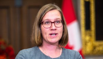 Minister of Families, Children and Social Development Karina Gould reacts to the government’s Fall Economic statement in the House of Commons foyer on  Nov. 3, 2022. The Hill Times photograph by Andrew Meade