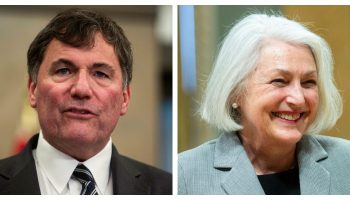 Dominic LeBlanc, left, and Joanne Thompson.