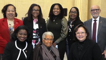 Members of the African Canadian Senate Group with Ellen Johnson Sirleaf, centre, Africa’s first democratically-elected female head of state. Photograph courtesy of Sen. Moodie's office