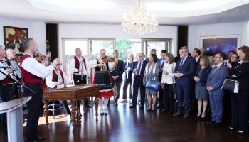 Folk band Zemplin from Michalovce, Slovakia, performs for the guests. The Hill Times photograph Sam Garcia