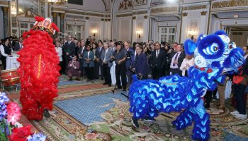 Guests at the party marking the 114th national day of Taiwan were entertained with a lion dance at the Château Laurier on Oct. 7.  The Hill Times photograph by Sam Garcia