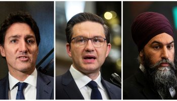 Prime Minister Justin Trudeau, left, Conservative Leader Pierre Poilievre, and NDP Leader Jagmeet Singh. The Hill Times photographs by Andrew Meade