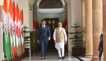 Prime Minister Justin Trudeau and Indian Prime Minister Narendra Modi meet on Feb. 23 during Mr. Trudeau's trip to India. Photograph courtesy of Narendra Modi's Twitter account