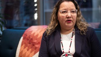 Assembly of First Nations National Chief Cindy Woodhouse Nepinakin sits for an interview with The Hill Times at her office in Ottawa on Dec. 18, 2024. The Hill Times photograph by Andrew Meade